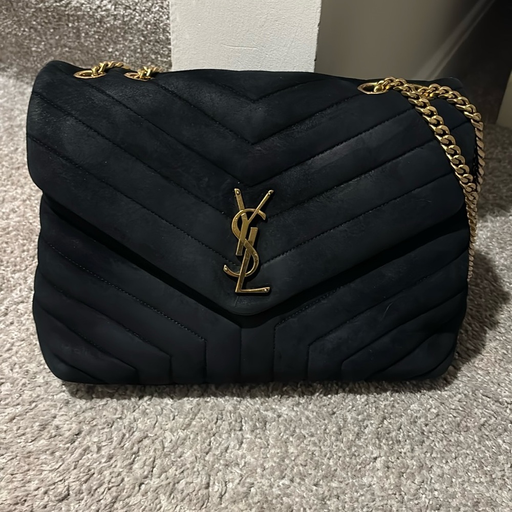Ysl medium Lou Lou suede black handbag